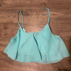 teal flowing crop top